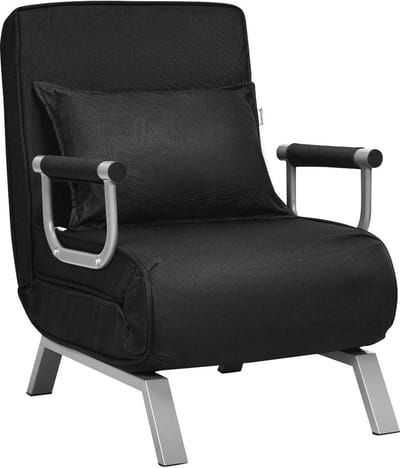 Slaapstoel - Uitklapbaar - Slaapbank - Logeerbed - Zetelbed - Slaapfauteuil - Vouwbed - 1 persoons - Zeer comfortabel - Zwart