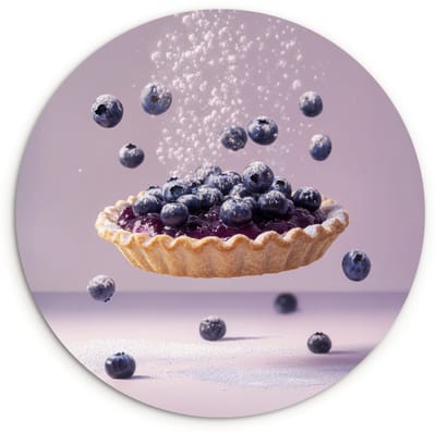 WallCircle® Wandcirkel 120x120 cm - Muurcirkel Eten - Taart - Bessen - Blauw - Muurdecoratie woonkamer - Wanddecoratie slaapkamer - Kamer decoratie accessoires - Ronde schilderijen XXL