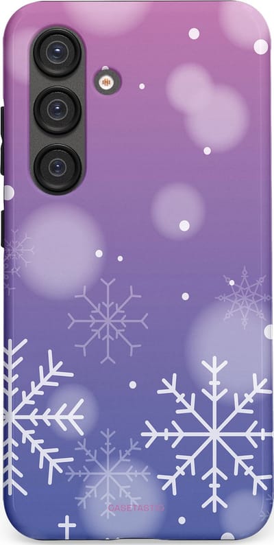 Casetastic hoesje geschikt voor Samsung Galaxy S25 - Dubbellaagse bescherming - Winter Sneeuw Paarse Roze Gloed - Fashion Case - Lavendel