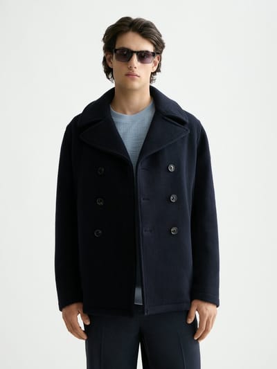 Scotch & Soda Wool Blend Peacoat Peacoat Größe: XXL | Zweireihige Mäntel Outlet | Herren