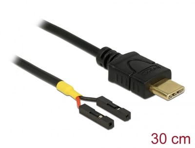 Delock Cable USB Type-C™ male > 2 x pin header female separate power 30 cm