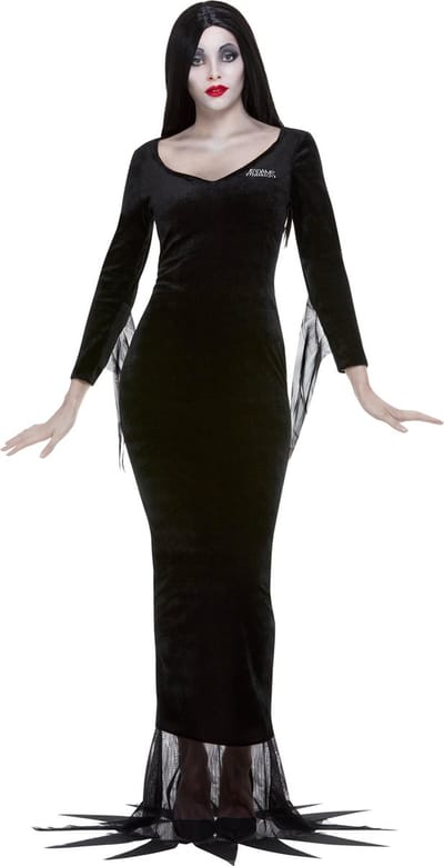 Smiffys - Addams Family Morticia Kostuum - M - Zwart
