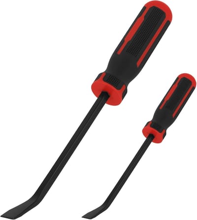 Set van 2 Pry Bars met Dikkere Hamer Impactkap en Schuin Tip voor Tillen, Schrapen en Trekken - 20cm en 30cm