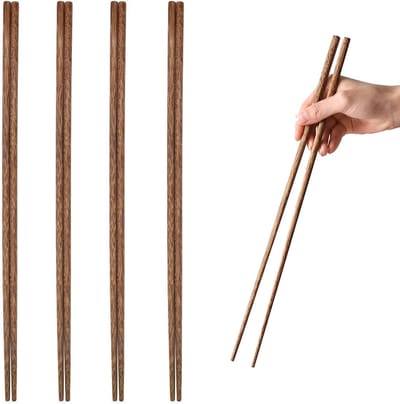 Eetstokjes, 4 Paar, 38 cm/14,9 Inch - Houten Chinese Keuken Hot Pot Braden en Koken Eetstokjes
