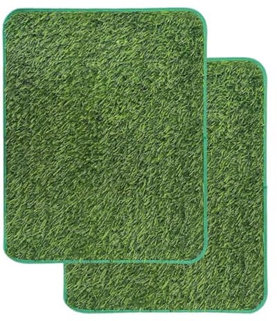 Hondentoiletmat Van Kunstgras, 2 Stuks, Wasbaar, Groen, 46 cm X 58,5 cm, Voor Binnen/Buiten, Balkon, Ademende Grasmat Voor Puppytoilet