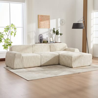 Compressiebank Chenille - Beige - Geen montage nodig, direct uit te vouwen - Gevuld met 30D hoog-elastisch schuim, wolkachtig comfort - Slijtvaste anti-pilling stof, diervriendelijk - Geschikt voor woonkamer en appartement