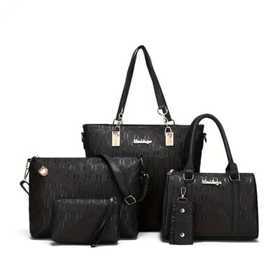 Bovista Handtas Dames - Schoudertas - School - Shopper - Schooltas - Werktas - 5-Delige Set - Zwart