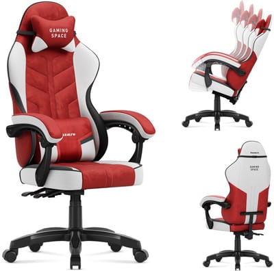Huzaro Force 2.7 Red – velours gamestoel met 135° kantelfunctie, ergonomische kussens en stalen frame