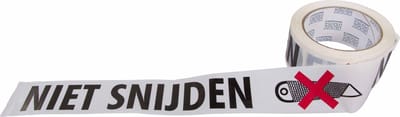 Kortpack - PVC Waarschuwingstape 50mm breed x 66mtr lang - Opdruk: NIET SNIJDEN - 1 rol - Waarschuwingstape - (020.2177)