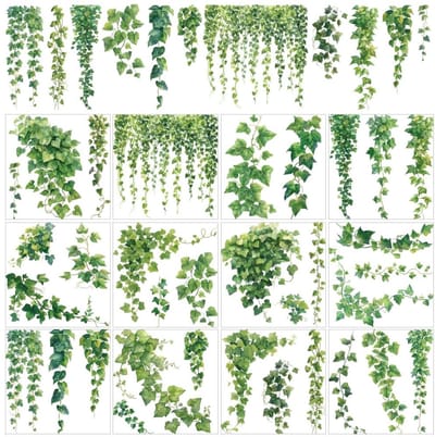 Dailygoods- Transferstickers Groene Klimopbladeren - Decoratieve Muurstickers - Plantenstickers voor Ramen - Woondecoratie - 12 Vellen - 5,5 cm - Muursticker