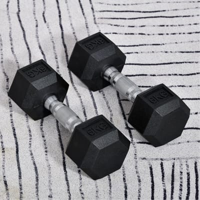 MODFU - Halterset - 2 X 6 Kg - Zeshoekig - Antislip Gekartelde Handgreep - Metaal - Zwart