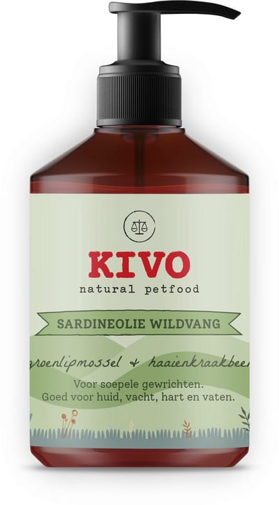 Kivo Petfood - Supplement Sardineolie Groenlipmossel & Haaikraakbeen 500 ml - Met dosseerpompje