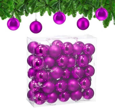 kerstballen set van 50 - Ø 6 cm - glanzend - mat - kunststof - paars