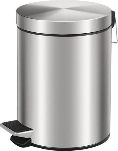 pedaalemmer, circa 3 l zilveren vuilnisemmer ALS afvalemmer - cosmetica-emmer met automatische daling van roestvrij staal glanzend met deksel + kunststof inzetstuk
