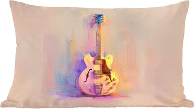 Sierkussens - Kussentjes Woonkamer - 60x40 cm - Gitaar - Pastel - Schilderachtig