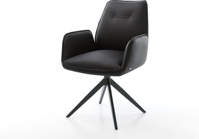 Gestoffeerde-stoel Zoa-Flex kruisframe breed zwart echt leer zwart pocketveer kern