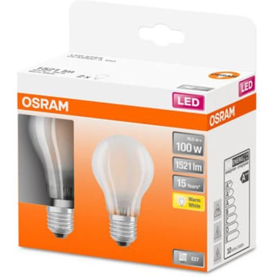 Osram Ledlamp Peertje Retrofit - D6cm - Warm Wit - E27 - 10w - 2 Stuks