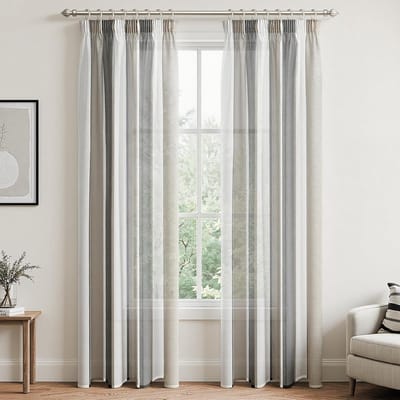 Gordijnen woonkamer moderne gordijnen met plooiband 225 cm lang gordijn gestreept tule gordijn halftransparant gordijn 140 hoog donkergrijs grijs en wit gordijn set van 2