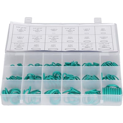 270 stuks O-ringen afdichtingsring sluitring assortimentset 18 maten kit rubberen doorvoerrubbers voor reparatie groen white