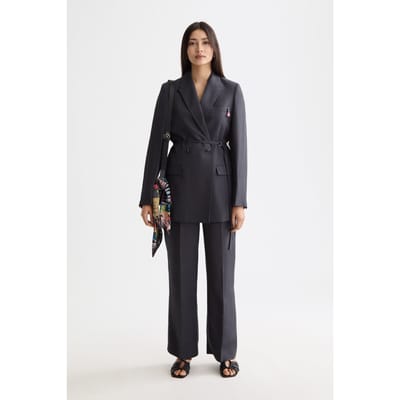 Scotch & Soda Double Breasted Belted Drapey Blazer Charcoal Art Taglia: XS | Blazers Outlet | Donna | Nero