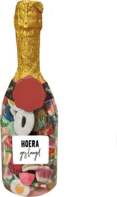 Geslaagd cadeau champagne fles gevuld met snoep - Geslaagd versiering - Snoep cadeau - Cadeau - Geslaagd