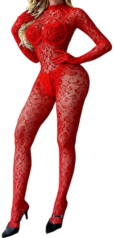 Dailygoods- Bodystocking Zwarte Luipaardprint - Mesh Jumpsuit - Sexy Lingerie - Festival Outfit - Elastische Stof - Open Vinger Stijl