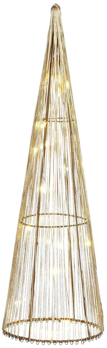 Mica Decorations LED kegel - kerstboom lamp - goud - polyester/metaal - H40 cm - kerstverlichting