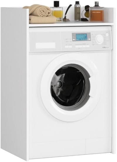 Wasmachinekast voor Badkamer - 97,5 x 64 x 50 cm - Hoge Badkamermeubel in Wit