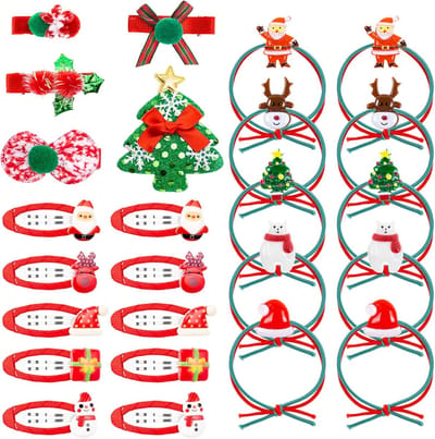 Haaraccessoires voor meisjes 25 stuks - Kerststijl - Veilige materialen - Creëer een feestelijke look - ShopVlot