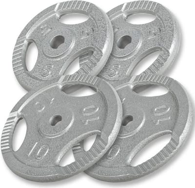 Gorilla Sports Gewichten - Set 30 kg - Gripper Gietijzer - 30 mm - 2x5 + 2x10 kg