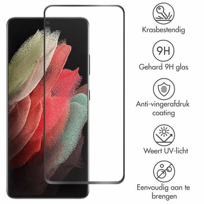 Accezz Screen Protector - Geschikt voor Samsung Galaxy S21 Ultra - Gehard Glass Full Cover