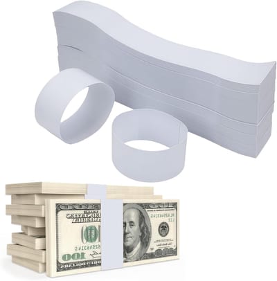300 Stuks Zelfklevende Geldbanden, 192 x 29mm Bundel Strips voor het Organiseren van Bankbiljetten, Geld Organiseren en Cash Beheren (Wit)