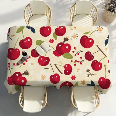 Schattig Kersen Tafelkleed Feestdecoratie Eetkamer Huis Keuken Terrassen Waterdicht Vlekbestendig Tafelkleed 100x140cm