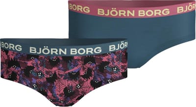 Björn Borg - Meisjes - Glow In The Dark Hipster 2-Pack - Groen/Multicolour/Roze/Zwart - Maat 110-116