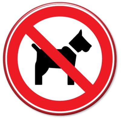Bord verboden voor honden rond - Weerbestendig Aluminium - Ø40 cm (+€6) - Bevestiging: Met paal 150 cm + paalbeugels + paaldop