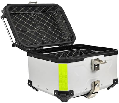 DIMICO - Topkoffer 65 Liter Aluminium Zilver - Waterdichte Universele Motor Koffer met Slot en Quick Release - Scooter Topcase