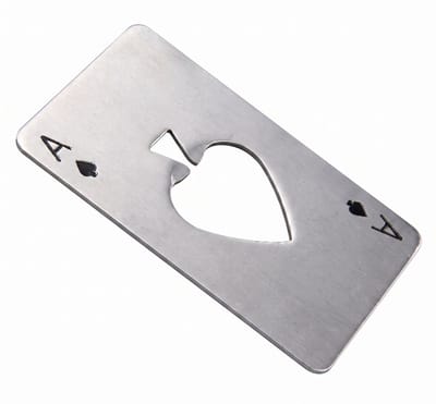 Bier opener - Kaart - Schoppen A - Pokerkaart - Flesopener - Bieropener kaart Schoppen Aas