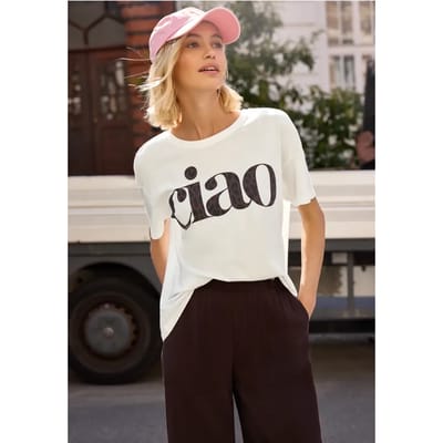 Shirt met ronde hals en tekst