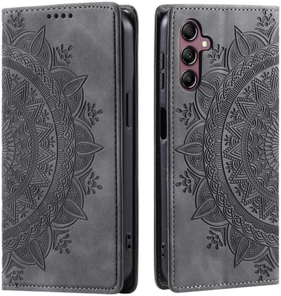 Hoesje Mandala Book Case met Pasjeshouder Zwart Geschikt voor Samsung Galaxy A16