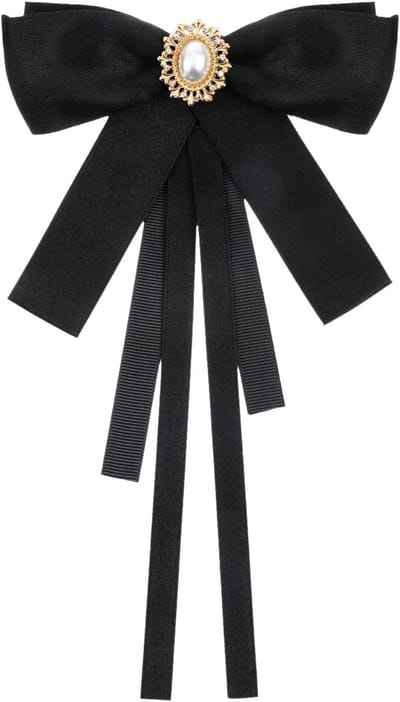 Elegante Zwarte Voorgeknoopte Strik met Rhinestone, Verstelbare Strik voor Vrouwen voor Uniform, Schooloutfit en Kostuumaccessoire