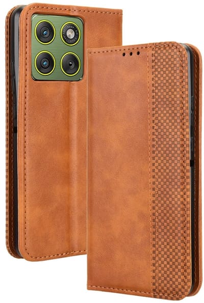 Coverup Hoesje - Geschikt voor Motorola Edge 70 Hoesje - Coverup Vintage Style Book Case - Bruin