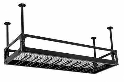 Bruinsma INEX Wijnrek - Plafond Wijnrek - Wijnrek Met Glazenhouder - Industrieel Wijnrek - Verstelbaar - 100Lx35Bx35-55H CM - Zwart