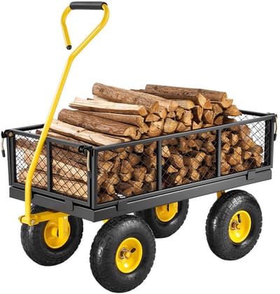 Bolderkar - Transportwagen Tuinwagen - Zware Lasten Verplaatsen - 2-in-1 Multifunctioneel - 227 kg Draagvermogen - Geel Zwart