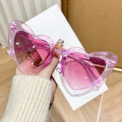 Nieuwe vintage retro Instagram zonnebril in hartvorm, transparant, roze en glanzend, voor meisjes, perfect voor strandfeestjes, verjaardagen en fotoshoots.