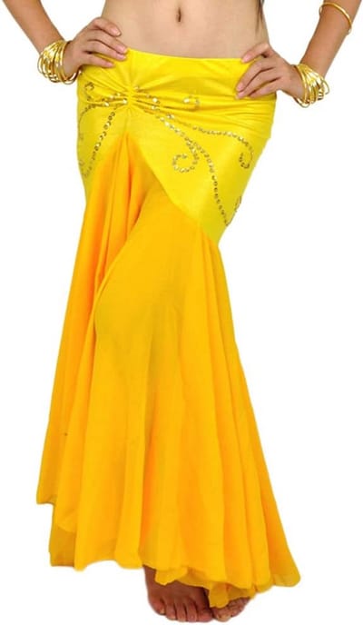 Gele Buikdansrokken voor Dames - Lange Dansrok in Zeemeermin Stijl