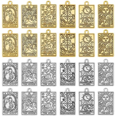Dailygoods - Mystieke Tarot Hangers - Amulet Hanger - 48 Stuks - Legering - Sieraden Maken - Charms voor Creatieve Projecten