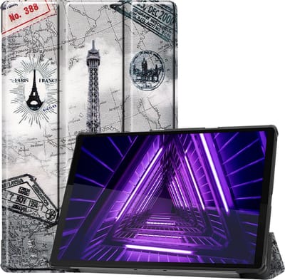 Hoes - Geschikt voor Lenovo Tab M10 FHD Plus (2e / 2nd Generatie) - Dun & Stevig - Trifold Bookcase - Hard Cover - Hardcover Book Case - Tablet Hoesje - Eiffeltoren