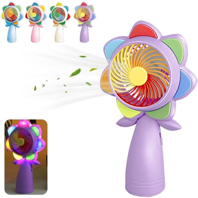 Hand Ventilator - Draagbare Ventilator - Mini Fan Oplaadbaar - Elektrisch Draagbare Handventilator - Kleine Portable Ventilator met USB - Mini Ventilator - Lichtgewicht - Stille - Met ledverlichting - Voor Thuiskantoor/Reizen/Buiten - 1 Stuk Paars