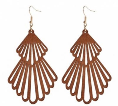 Zilveren oorhangers- Hout- Bruin- Waterval - Charme Bijoux