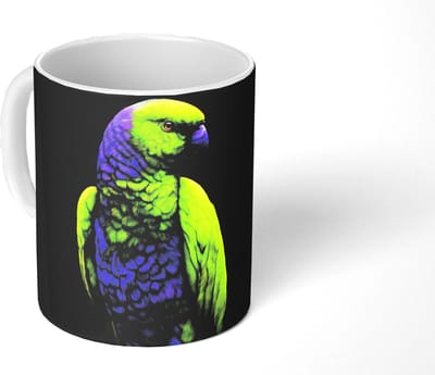Mok - Koffiemok - Papegaai - Veren - Opvallend - Groen - Mokken - 350 ML - Beker - Koffiemokken - Theemok